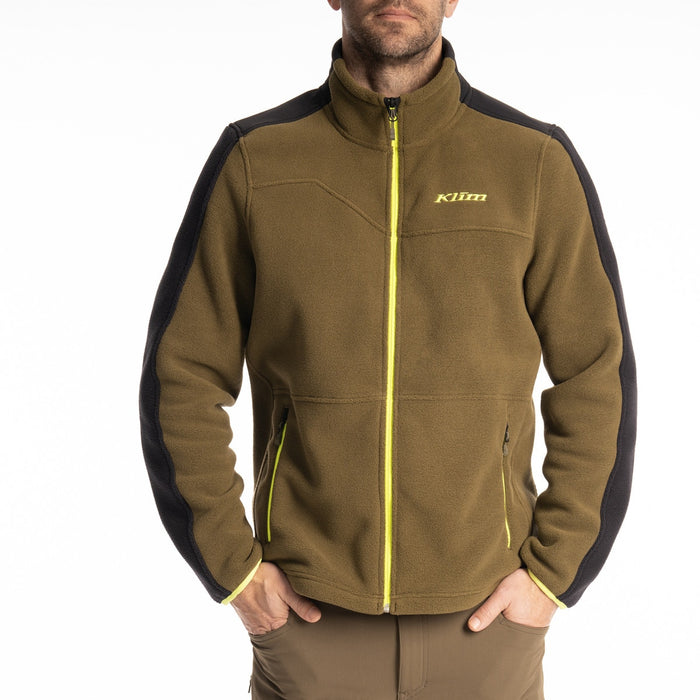 KLIM Teton Crest Fleece Jacket in Dark Olive - Black