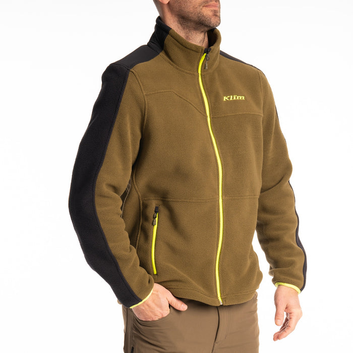 KLIM Teton Crest Fleece Jacket in Dark Olive - Black