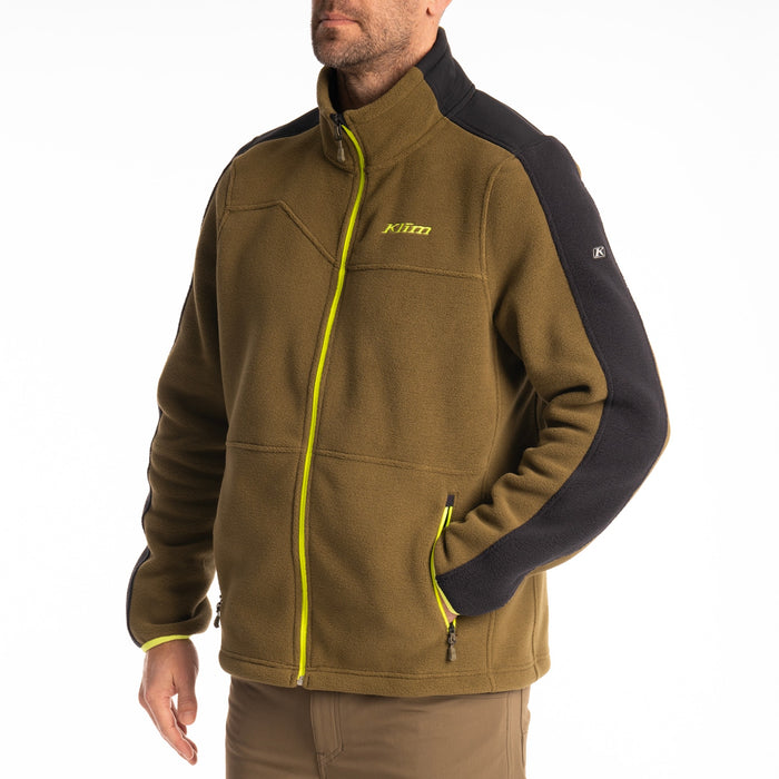 KLIM Teton Crest Fleece Jacket in Dark Olive - Black