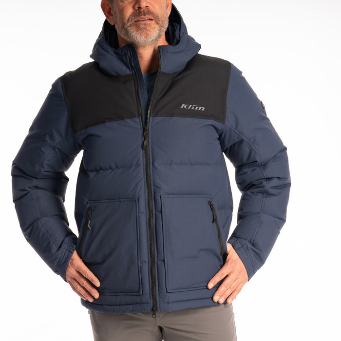 Klim Sawtooth Down Hooded Jacket in Dress Blues - Black