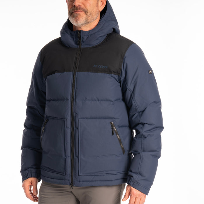 Klim Sawtooth Down Hooded Jacket in Dress Blues - Black