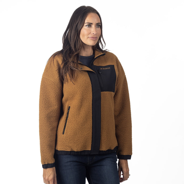 KLIM SIRA HIGH PILE FLEECE JACKET 2025 in Saddle Brown - Black
