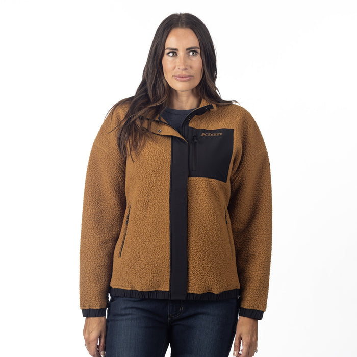 KLIM SIRA HIGH PILE FLEECE JACKET 2025 in Saddle Brown - Black