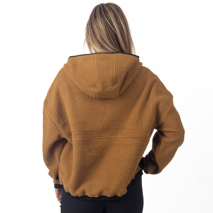 KLIM SIRA HIGH PILE FLEECE HOODIE 2025 in Saddle Brown - Black