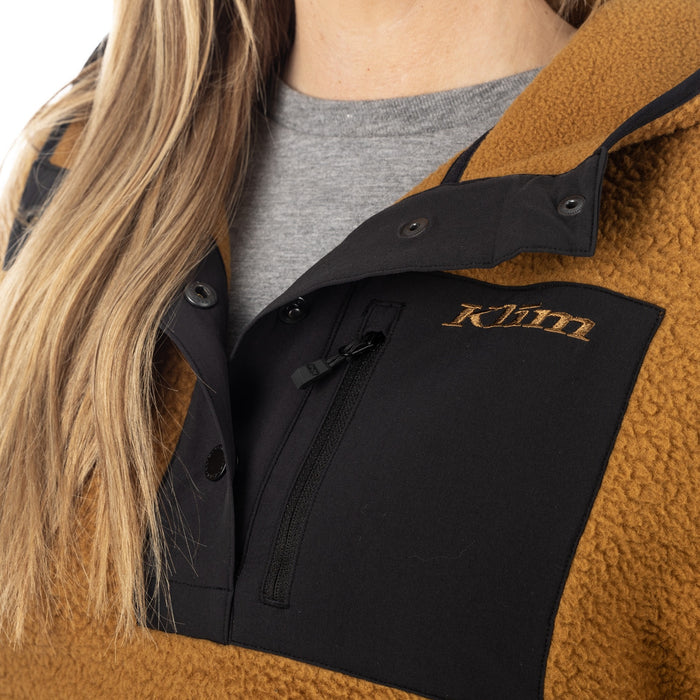 KLIM SIRA HIGH PILE FLEECE HOODIE 2025 in Saddle Brown - Black