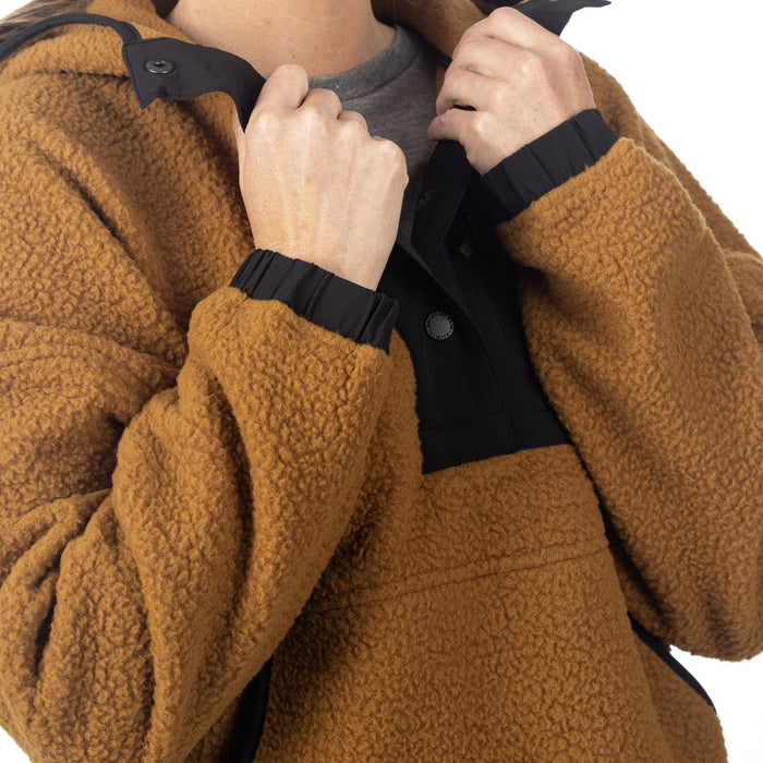 KLIM SIRA HIGH PILE FLEECE HOODIE 2025 in Saddle Brown - Black