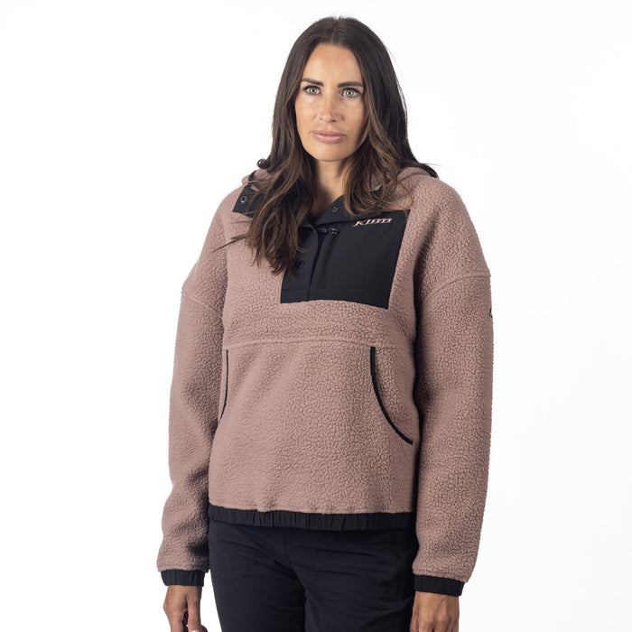 KLIM SIRA HIGH PILE FLEECE HOODIE 2025 in Twilight Mauve - Black