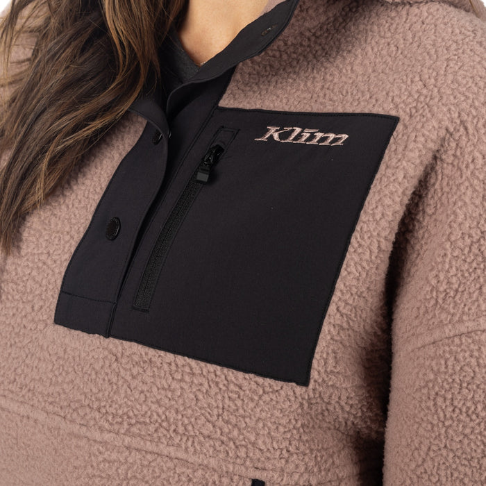KLIM SIRA HIGH PILE FLEECE HOODIE 2025 in Twilight Mauve - Black