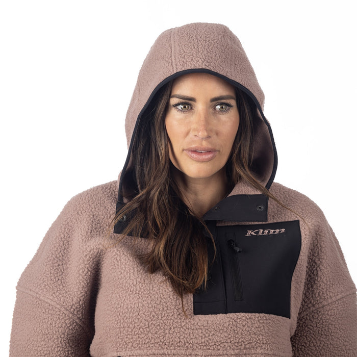 KLIM SIRA HIGH PILE FLEECE HOODIE 2025 in Twilight Mauve - Black