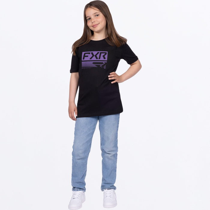 FXR YOUTH ELEVATE PREMIUM T-SHIRT 2025 - Black/Amethyst