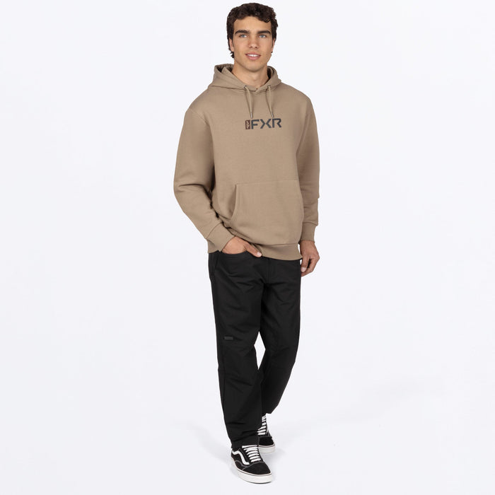 FXR MITERED COTTON PULLOVER HOODIE in Canvas/Dark Cedar