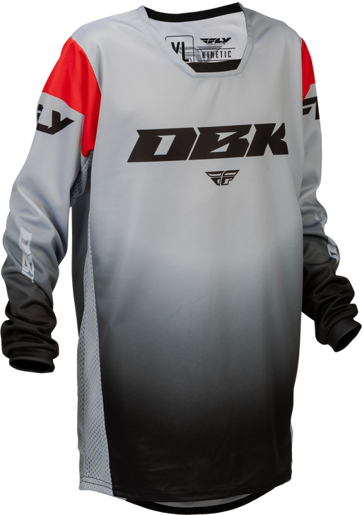 FLY RACING KINETIC DBK YOUTH JERSEY 2026 in Grey/Black/Red