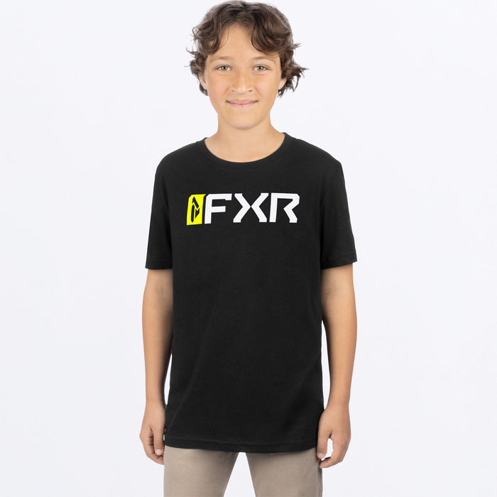 FXR YOUTH MITERED PREMIUM T-SHIRT in Black/HiVis