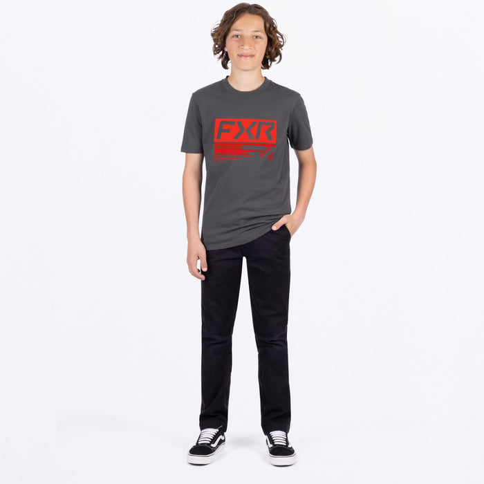 FXR YOUTH ELEVATE PREMIUM T-SHIRT 2025 - Asphalt/Red
