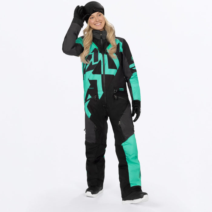 FXR Women's Cold Cross CX F.A.S.T.™ Monosuit in Black/Asphalt/Mint