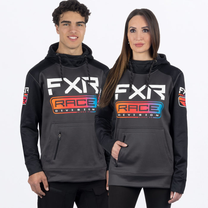 FXR Unisex Race Division Tech Pullover Hoodie in Asphalt/Spectrum