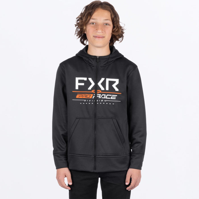 FXR YOUTH RACE DIVISION TECH ZIP HOODIE 2025 - Black/Orange