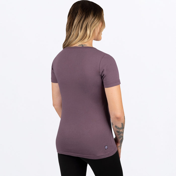 FXR Ride-X Women's Premium V-Neck T-shirt in Muted Grape/Dusty Lilac