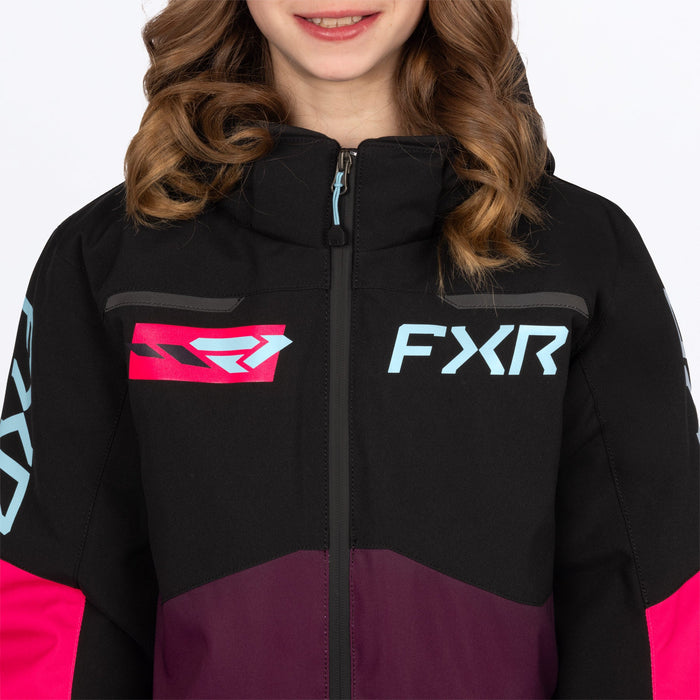 FXR Youth Vertical Monosuit in Plum/Razz/Maui