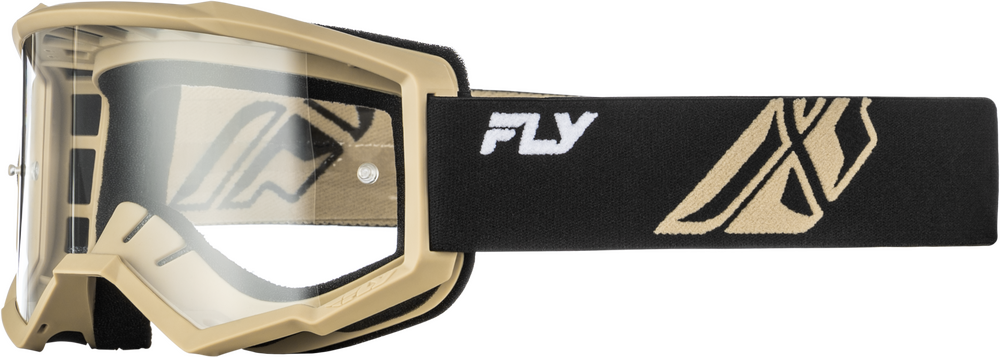 FLY RACING FOCUS GOGGLES - YOUTH 2026 in Black/Khaki w/ Clear Lens