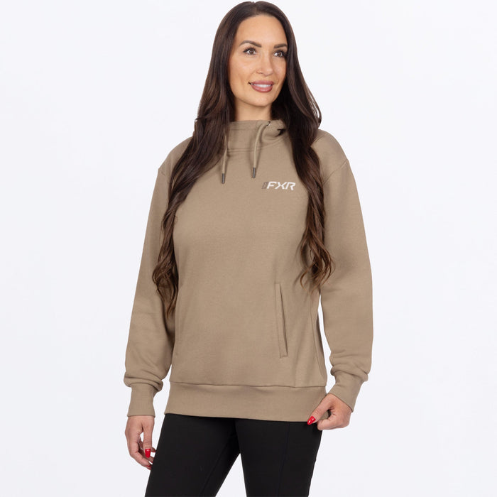 FXR WOMEN'S MITERED COTTON PULLOVER HOODIE in Canvas/Sand