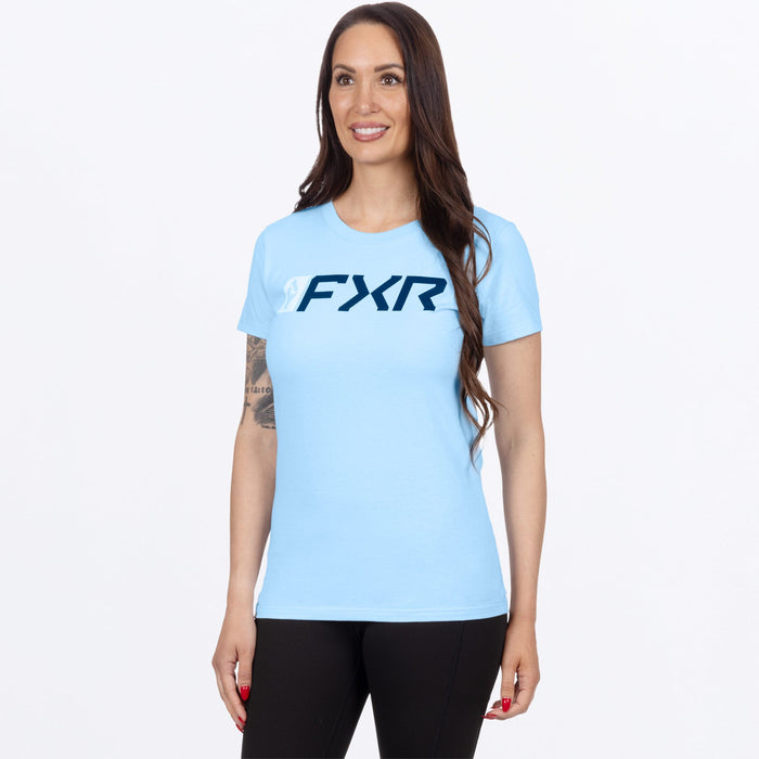 FXR WOMEN'S MITERED PREMIUM T-SHIRT in Sky Blue/Navy