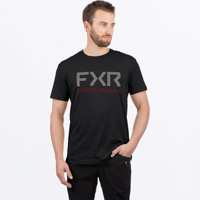 FXR PRO FISH PREMIUM T-SHIRT 2025 - Black/Oxblood