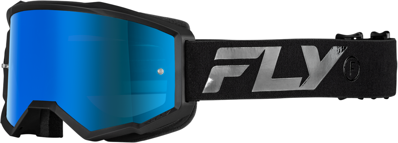 FLY RACING ZONE GOGGLES 2026 in Black/Black w/ Sky Blue Mirror/Smoke Lens
