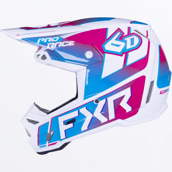FXR 6D ATR-3 RACE DIV. HELMET 2025 - Blue Razz White
