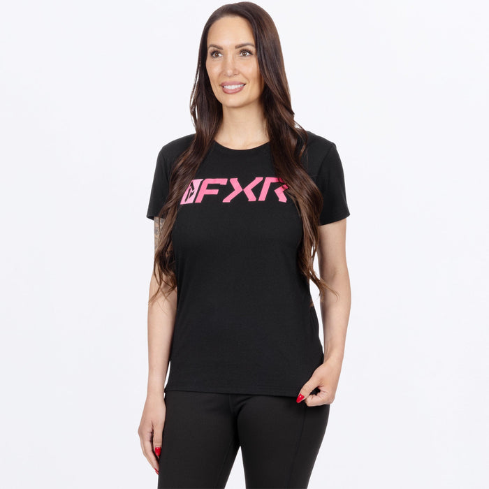 FXR WOMEN'S MITERED PREMIUM T-SHIRT in Black/Dusty Rose
