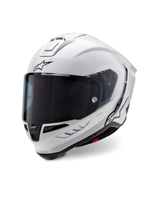 ALPINESTARS SUPERTECH R10 SOLID HELMET 2025 IN WHITE GLOSSY/ BLACK MATT