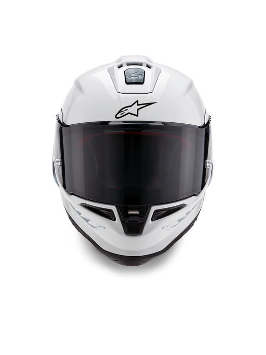 ALPINESTARS SUPERTECH R10 SOLID HELMET 2025 IN WHITE GLOSSY/ BLACK MATT