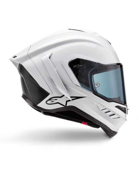 ALPINESTARS SUPERTECH R10 SOLID HELMET 2025 IN WHITE GLOSSY/ BLACK MATT