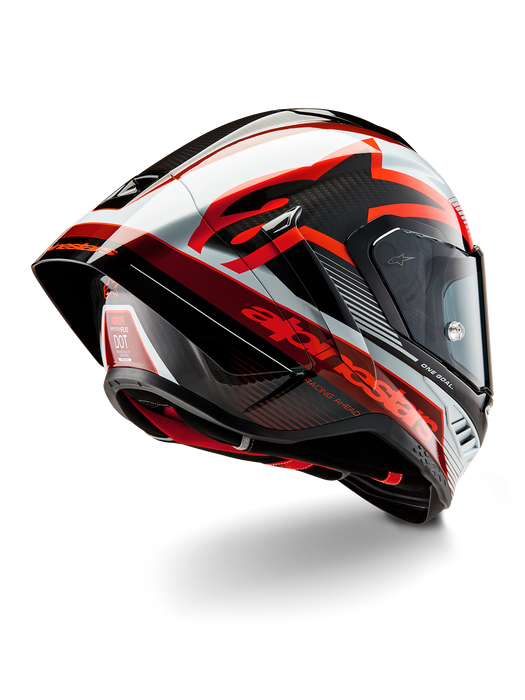 ALPINESTARS SUPERTECH R10 TEAM HELMET 2025 IN BLACK/ CARBON RED/  GLOSSY WHITE