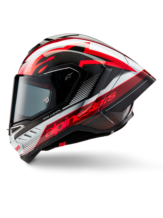 ALPINESTARS SUPERTECH R10 TEAM HELMET 2025 IN BLACK/ CARBON RED/  GLOSSY WHITE
