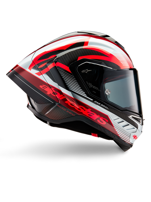 ALPINESTARS SUPERTECH R10 TEAM HELMET 2025 IN BLACK/ CARBON RED/  GLOSSY WHITE
