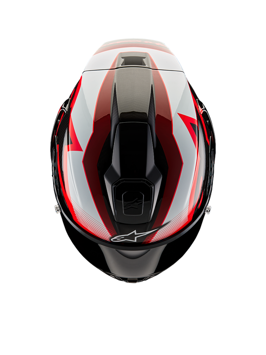 ALPINESTARS SUPERTECH R10 TEAM HELMET 2025 IN BLACK/ CARBON RED/  GLOSSY WHITE
