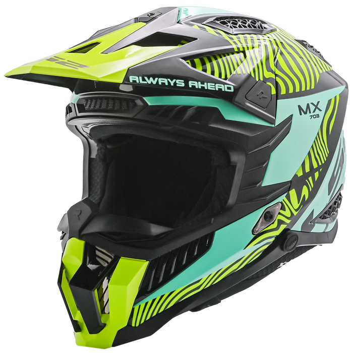 LS2 X-FORCE FAN HELMET 2026 in Black/Turq/Yellow