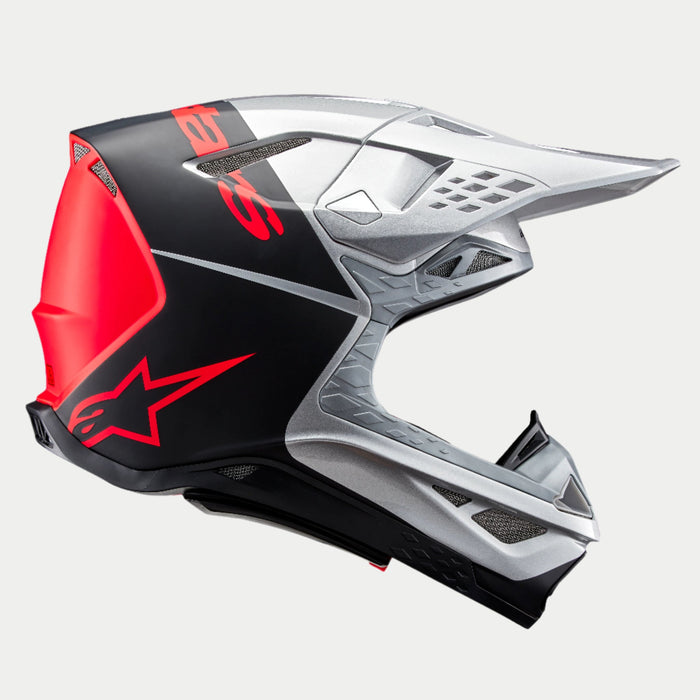 ALPINESTARS Supertech M10 Flood Helmet in Silver/Black/Fluo Orange Matte & Glossy