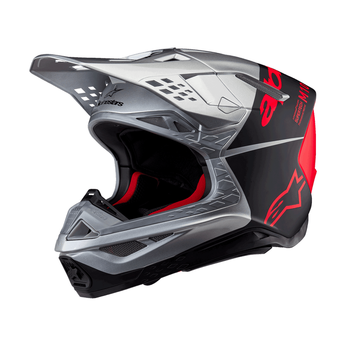 ALPINESTARS Supertech M10 Flood Helmet in Silver/Black/Fluo Orange Matte & Glossy