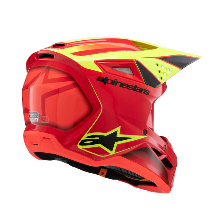 ALPINESTARS SM-3 Fray Youtth Helmet 2025 in Gloss Red/Fluo Yellow/Black