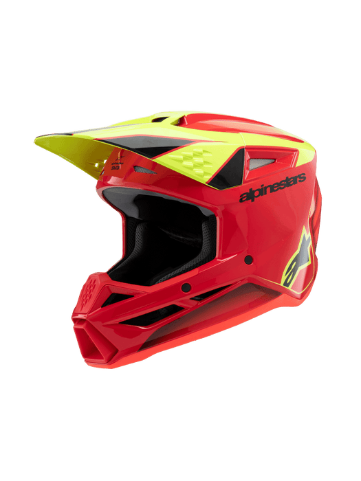ALPINESTARS SM-3 Fray Youtth Helmet 2025 in Gloss Red/Fluo Yellow/Black