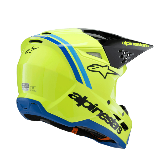 ALPINESTARS SM-3 Radium Youtth Helmet 2025 in Gloss Fluo Yellow/Black/Blue
