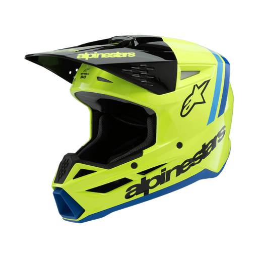 ALPINESTARS SM-3 Radium Youtth Helmet 2025 in Gloss Fluo Yellow/Black/Blue