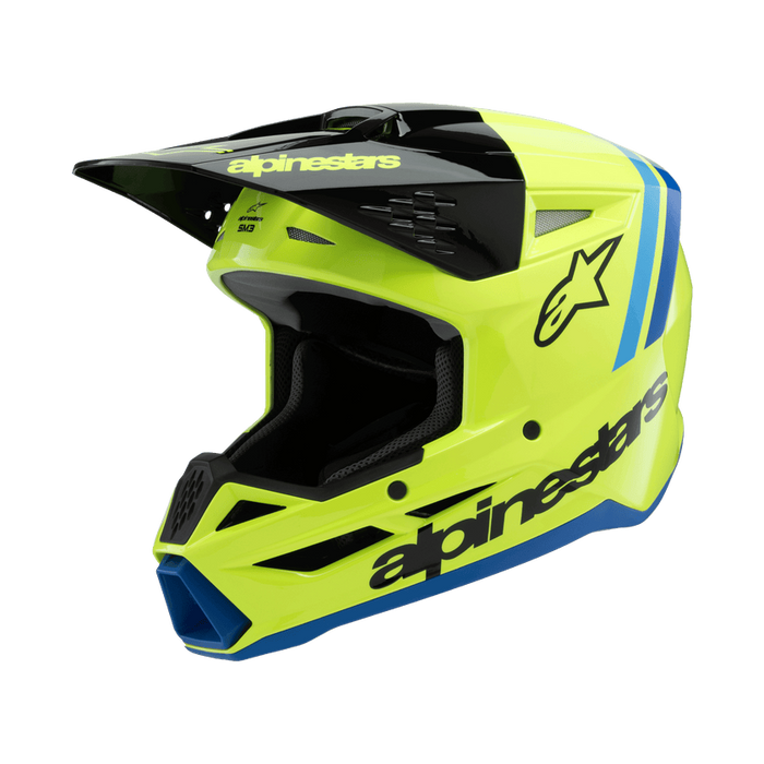 ALPINESTARS SM-3 Radium Youtth Helmet 2025 in Gloss Fluo Yellow/Black/Blue
