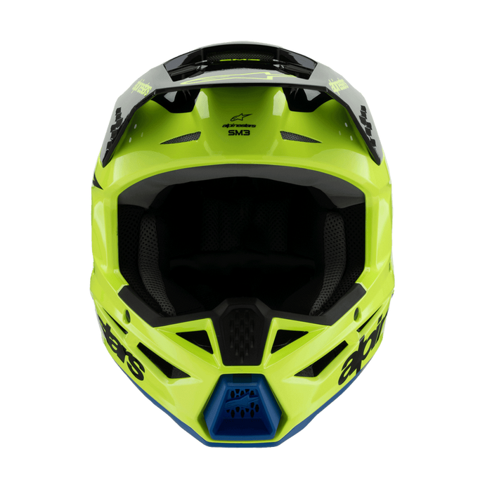 ALPINESTARS SM-3 Radium Youtth Helmet 2025 in Gloss Fluo Yellow/Black/Blue