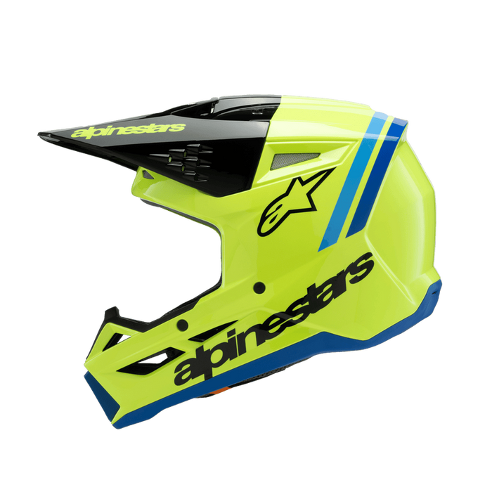 ALPINESTARS SM-3 Radium Youtth Helmet 2025 in Gloss Fluo Yellow/Black/Blue