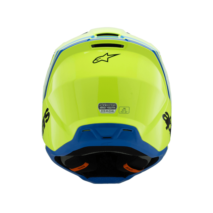 ALPINESTARS SM-3 Radium Youtth Helmet 2025 in Gloss Fluo Yellow/Black/Blue