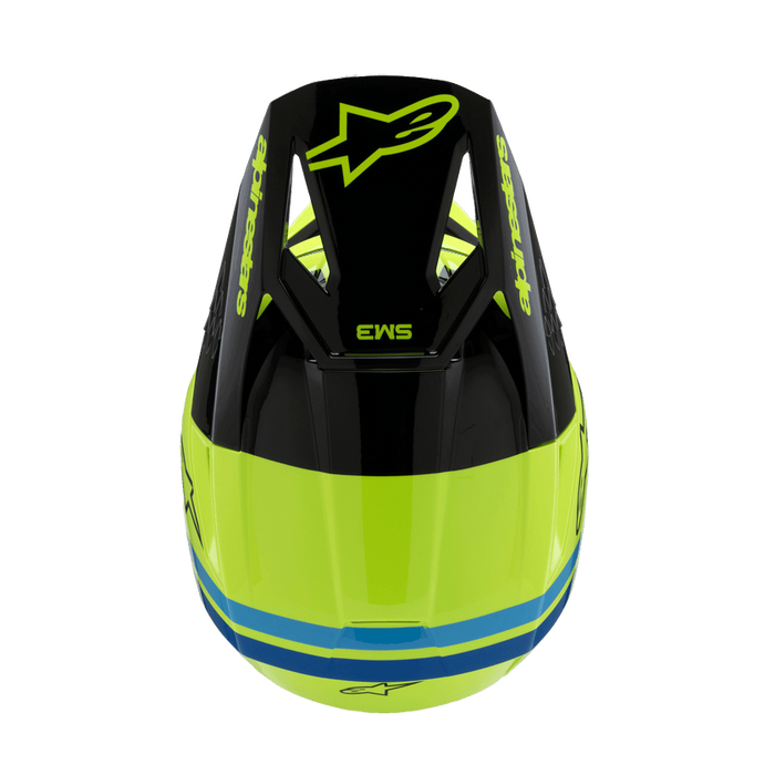 ALPINESTARS SM-3 Radium Youtth Helmet 2025 in Gloss Fluo Yellow/Black/Blue