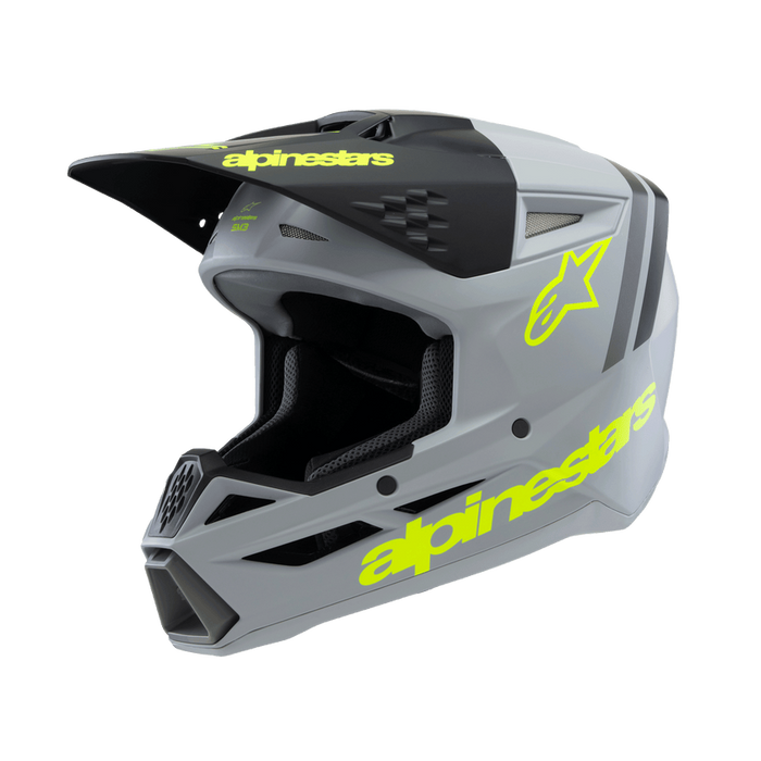 ALPINESTARS SM-3 Radium Youtth Helmet 2025 in Matte Gray/Black/Fluo Yellow